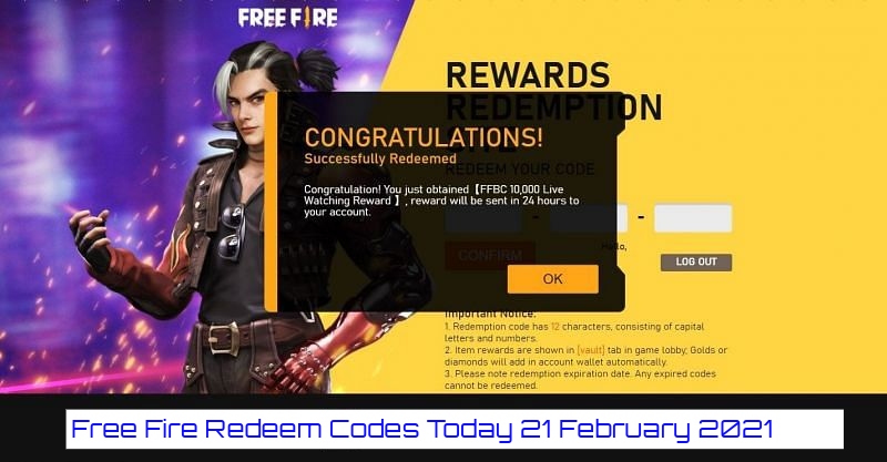 Read more about the article Free Fire redeem codes today new 21 february