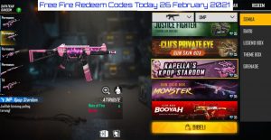 Read more about the article Free Fire Redeem Codes Today 26 February 2021