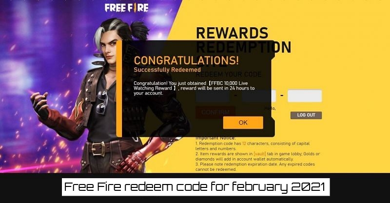 Read more about the article Free Fire redeem code for february 2021