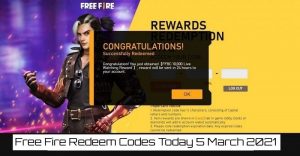 Read more about the article Redeem code for free Today 5 March 2021