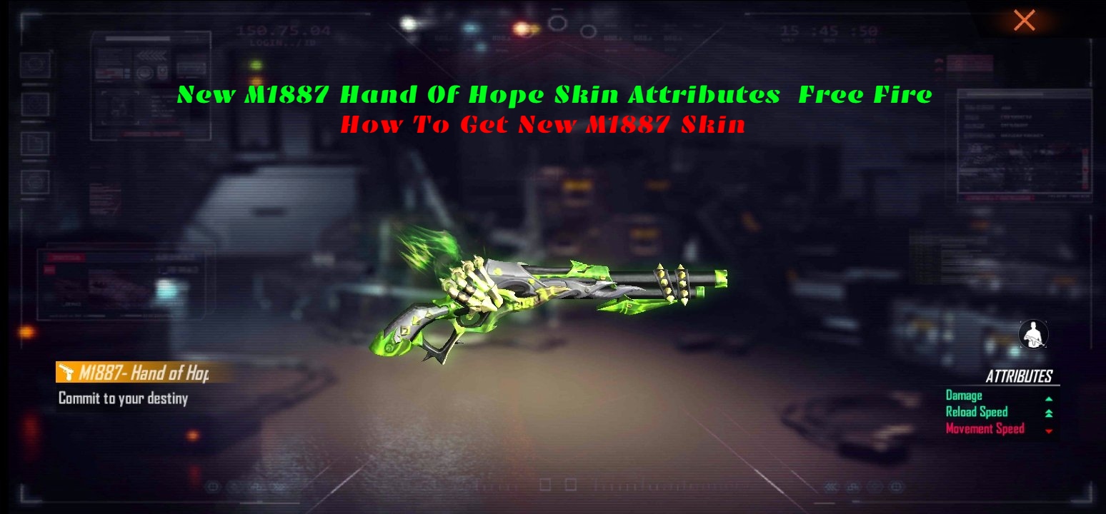 You are currently viewing New M1887 Hand Of Hope Skin Attributes  Free Fire|How To Get New M1887 Skin
