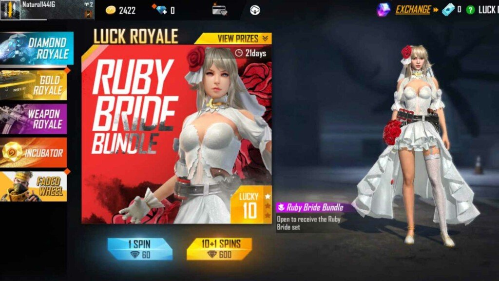 You are currently viewing Free Fire New Diamond Royale: Get The Ruby Bride Female Bundle NOW