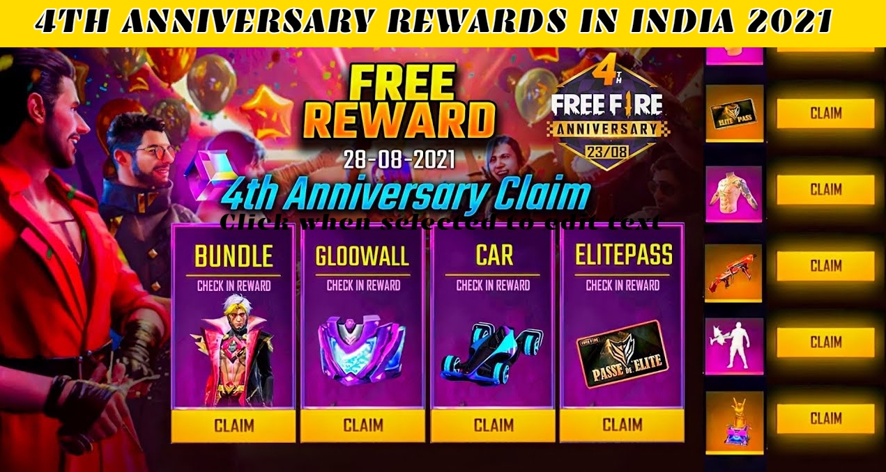You are currently viewing Free Fire 4th Anniversary Rewards In India 2021