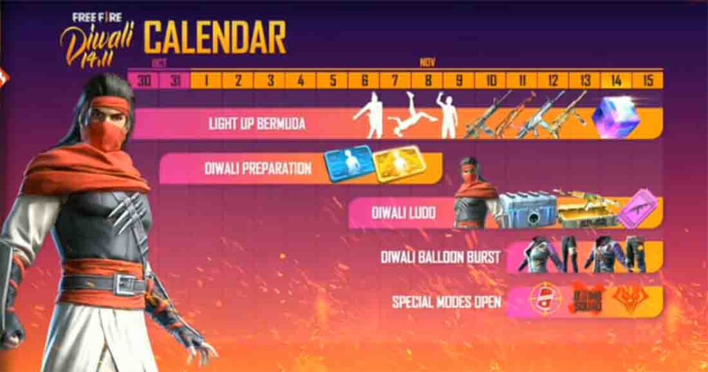 Read more about the article Free Fire Diwali 2021 Events Calendar: Details And Rewards