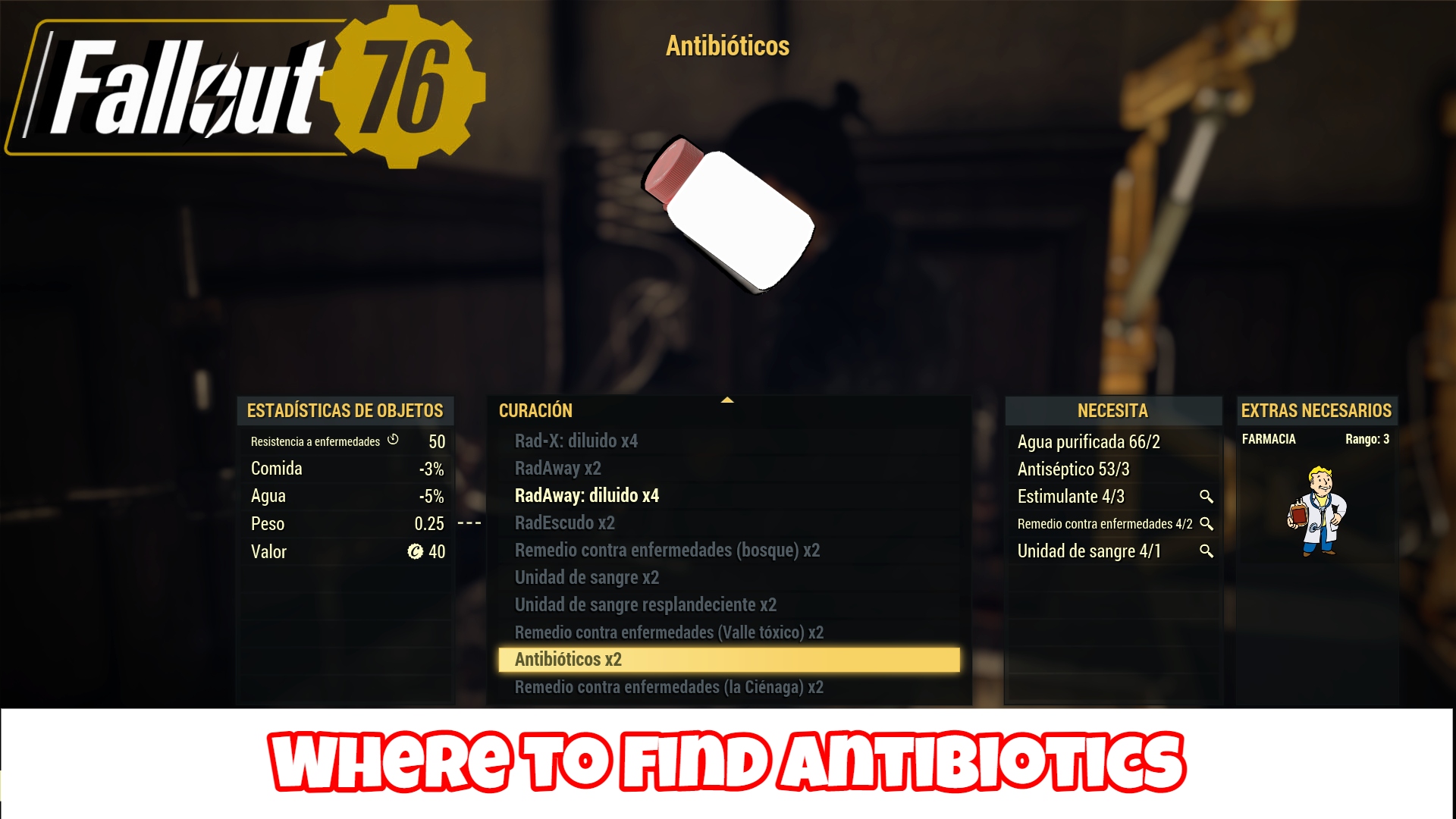 You are currently viewing Where to find antibiotics recipe Fallout 76