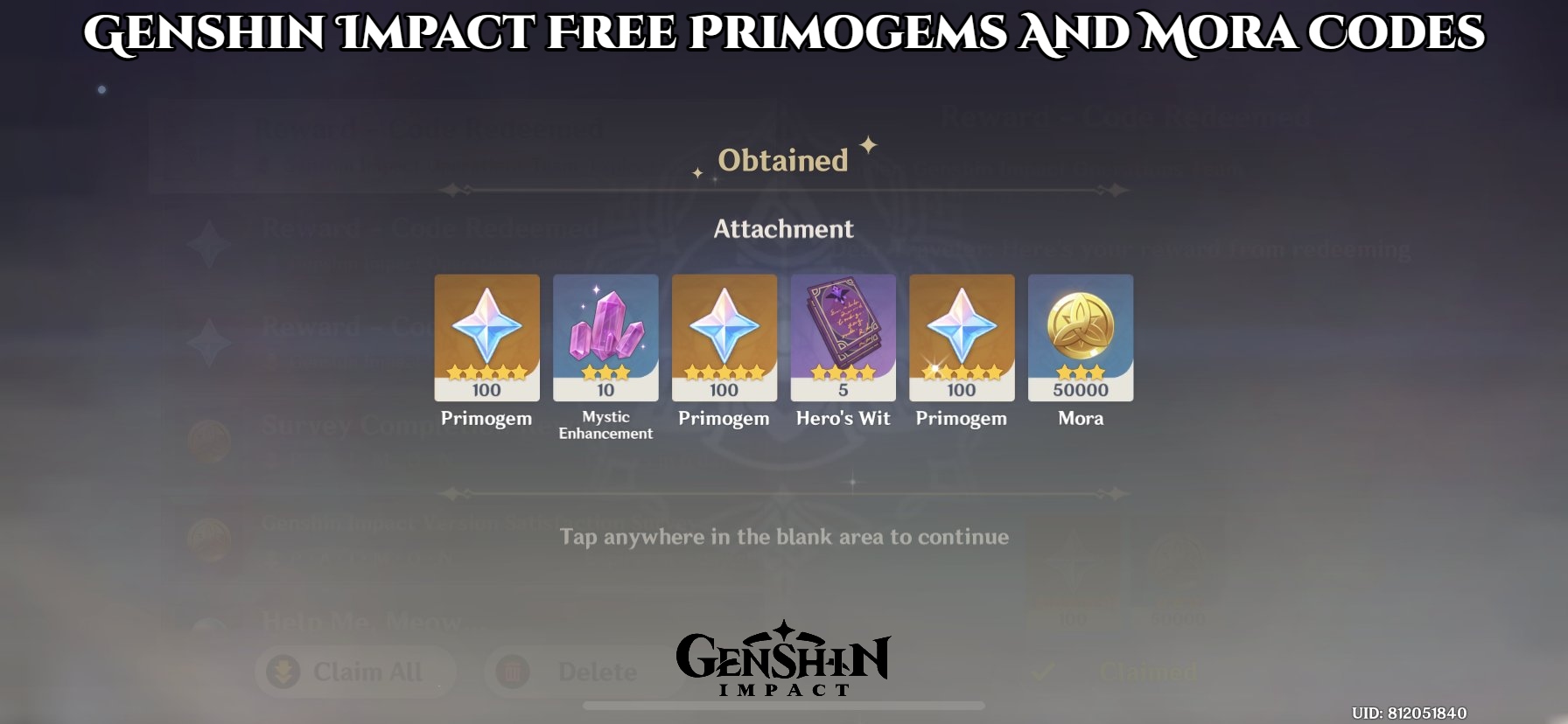 Genshin Impact - Promo Codes Novembro 2021 - Obtém itens e recompensas  grátis