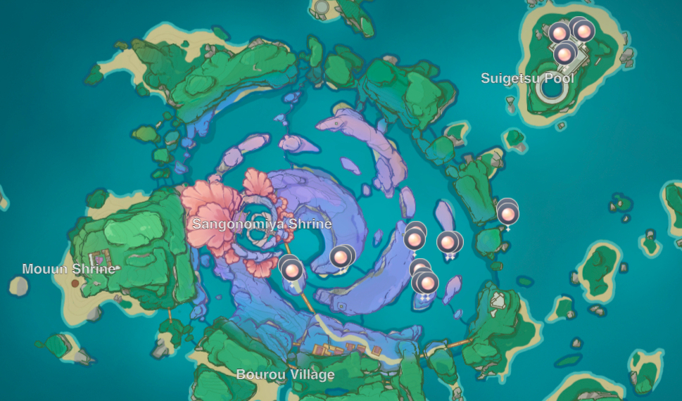 All Sango Pearl Location in Genshin Impact 2.1
