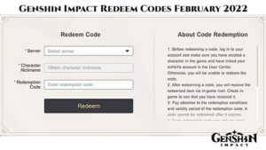 Read more about the article Genshin Impact Redeem Codes Today 18 February 2022