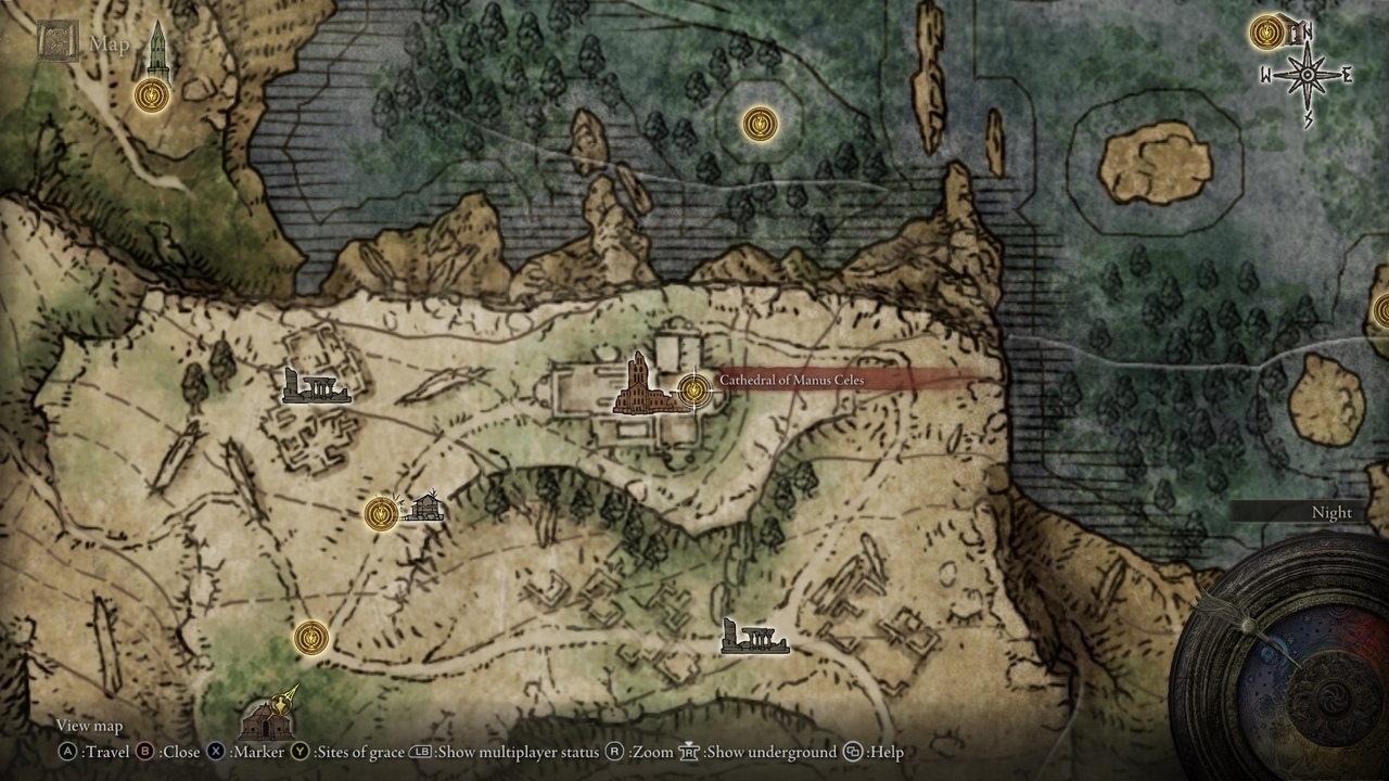 Elden Ring Cathedral of Manus Celes Location Map