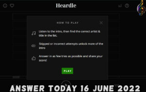 Read more about the article Heardle Answer Today 16 June 2022