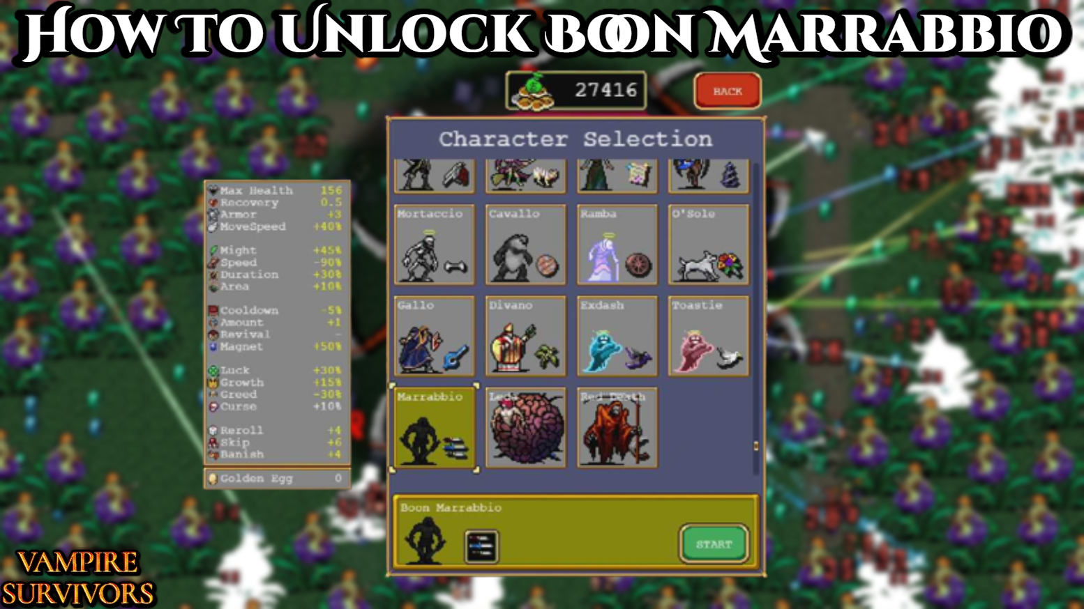 You are currently viewing How To Unlock Boon Marrabbio In Vampire Survivors