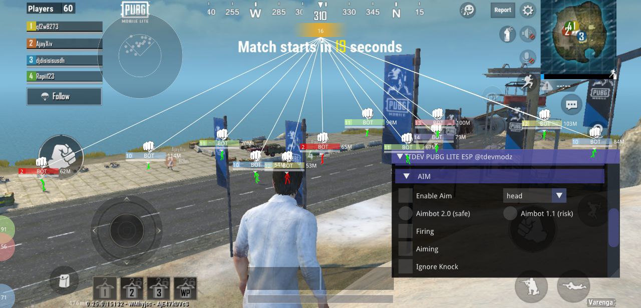 Read more about the article PUBG Lite 0.25 Aimbot Bullet ESP Hack