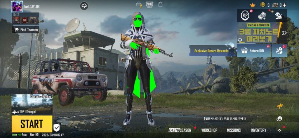 PUBG Mobile 2.5.0 Taiwan Green Body Wall Hack Mod Apk C4S11