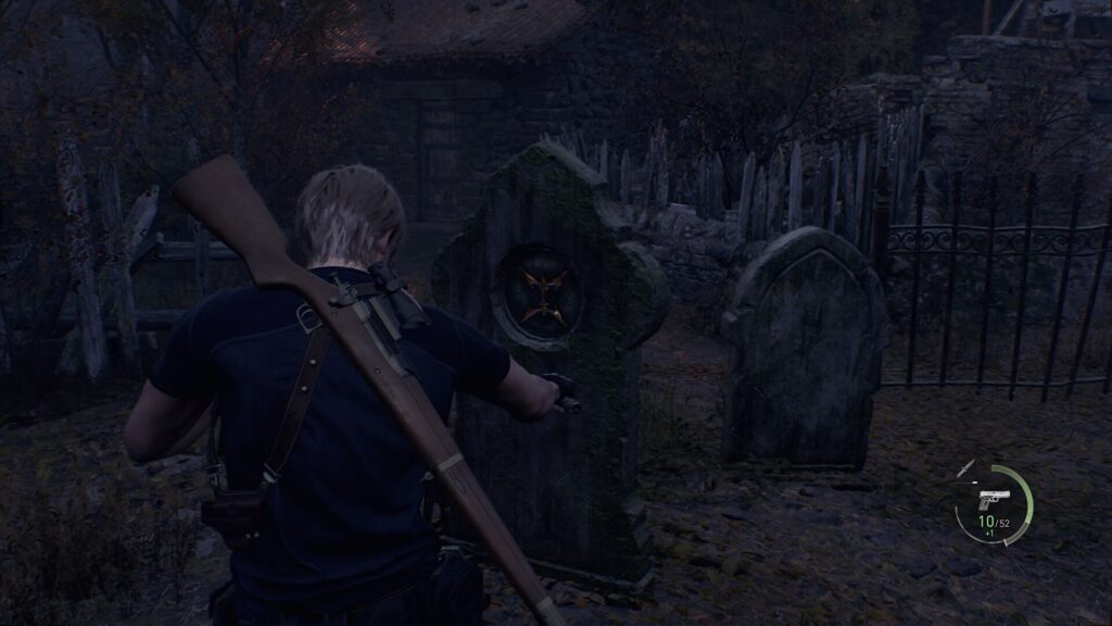 The twins' tombstone emblems are located where in the church?