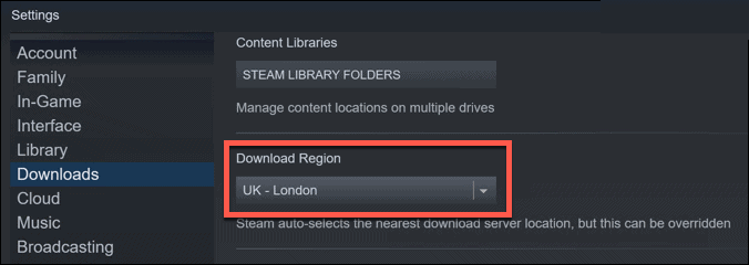The Download Region changed