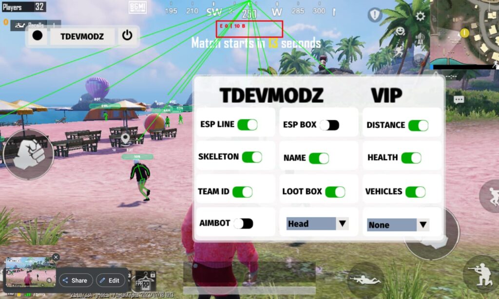 BGMI 2.5 TDEV Public Free ESP Aimbot Mod Apk Download