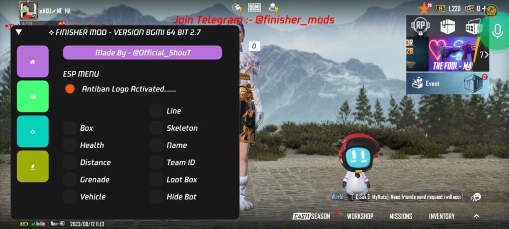 FINISHER MODS BGMI 2.7 ESP AIMBOT MOD APK